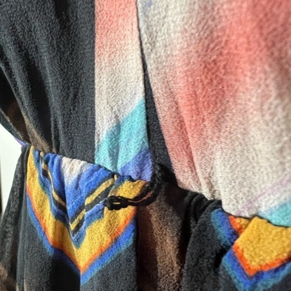 Guess Jeans Silk Crossed Back Spaghetti Strap Mini Colorful Dress - Picture 3 of 15